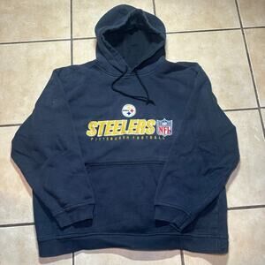 Vintage 2000's Pittsburgh Steelers Reebok Black Hoodie Sweatshirt Mens XL Heavy